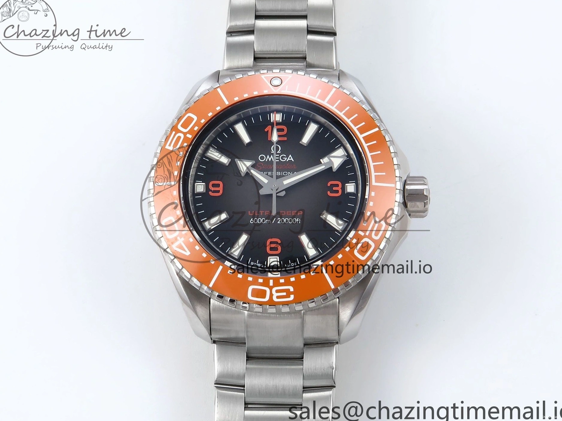 0523 Seamaster 6000M Ultra Deep SS VRF 1:1 Best Edition Gray Dial Orange Bezel on SS Bracelet A8912 Super Clone NewStyle 7687